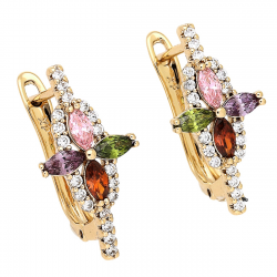 KOLCZYKI POZŁACANE 21/11 MM KOLOROWA LILIA XUPING 81787