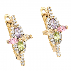 KOLCZYKI POZŁACANE 21/11 MM KOLOROWA LILIA XUPING 81788