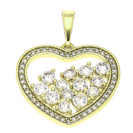 14K ZAWIESZKA POZŁACANA 27/22 MM BRYLANTOWE SERCE XUPING 81837