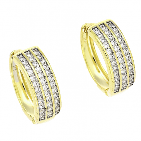 14K KOLCZYKI ZŁOCONE 18/6 MM KÓŁKA Z BRYLANCIKAMI W BIAŁYM ZŁOCIE XUPING 81926