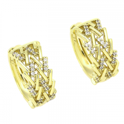 14K KOLCZYKI POZŁACANE 18/8 MM KÓŁKA AŻUR Z BRYLANCIKAMI XUPING 81927