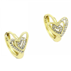 14K KOLCZYKI POZŁACANE 13/10 MM KÓŁKA BRYLANTOWE SERCA XUPING 81932