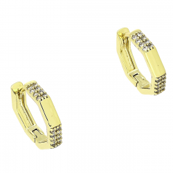 14K KOLCZYKI POZŁACANE 12/2,5 MM OŚMIOKĄTY Z BRYLANCIKAMI XUPING 81933