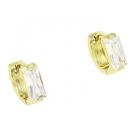 14K KOLCZYKI POZŁACANE 11/4,5 MM KÓŁECZKA Z DUŻYM BRYLANTEM XUPING 81935
