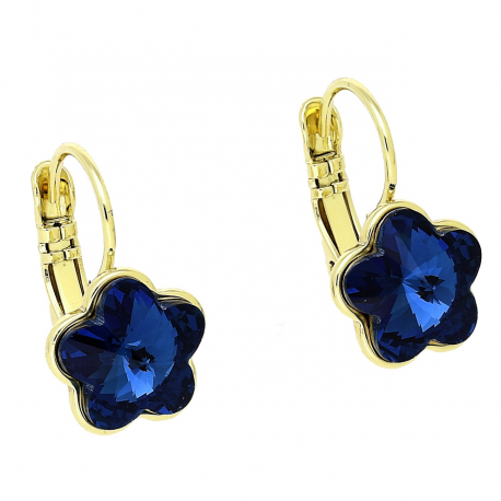 14K KOLCZYKI POZŁACANE 16/11 MM SAPPHIRE CRYSTAL XUPING 81956