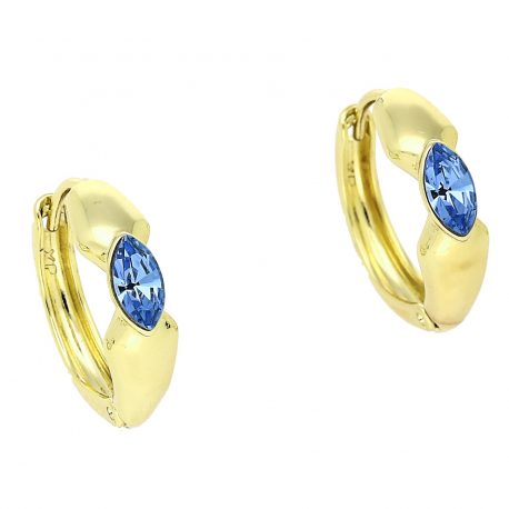 14K KOLCZYKI POZŁACANE 16/5 MM SAPPHIRE LIGHT CRYSTAL XUPING 81970