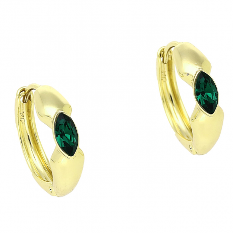 14K KOLCZYKI POZŁACANE 16/5 MM EMERALD CRYSTAL XUPING 81971