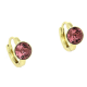 14K KOLCZYKI POZŁACANE 12/7 MM FUCHSIA CRYSTAL XUPING 81974