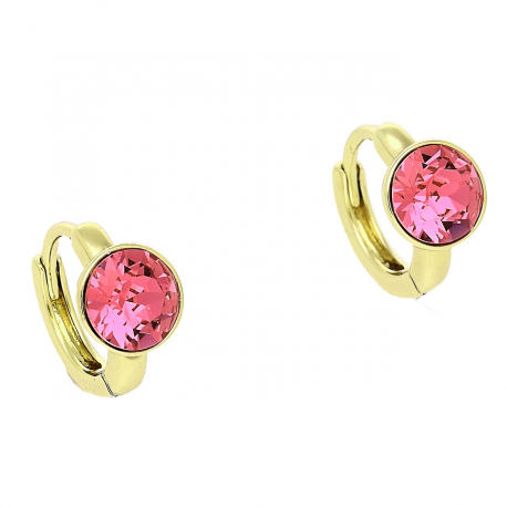 14K KOLCZYKI POZŁACANE 12/7 MM ROSE CRYSTAL XUPING 81975