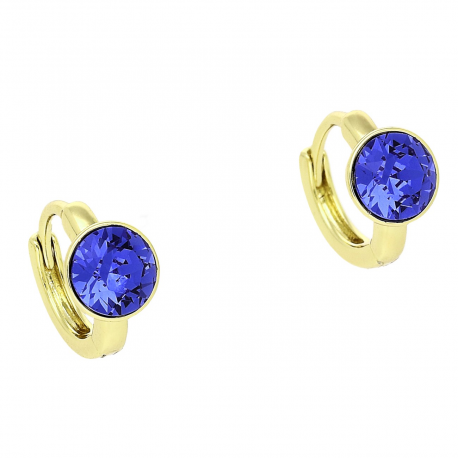 14K KOLCZYKI POZŁACANE 12/7 MM SAPPHIRE CRYSTAL XUPING 81977