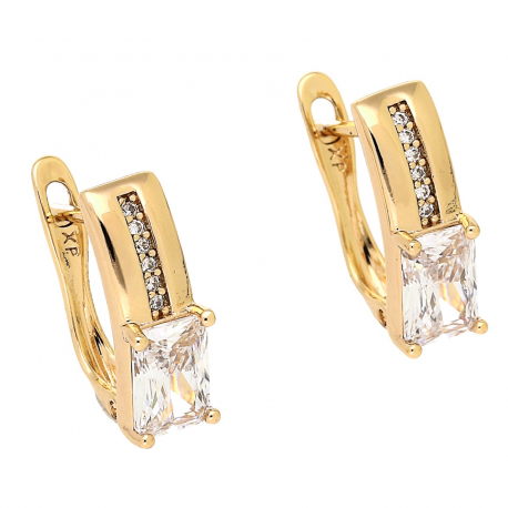 KOLCZYKI POZŁACANE 15/5 MM TRADYCYJNE BRYLANTY XUPING 82176