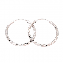 KOLCZYKI PLATYNOWANE 26/2 MM SREBRNE KOŁA DIAMENTOWANE XUPING 82205