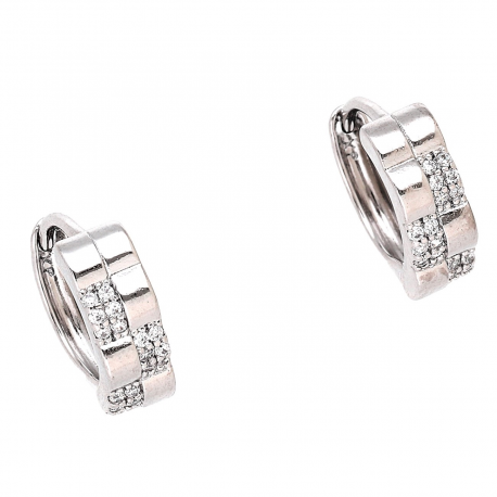 KOLCZYKI PLATYNOWANE 13/4,5 MM KÓŁECZKA Z BRYLANTAMI XUPING 82248