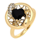 PIERŚCIONEK POZŁACANY 17 MM CZARNY BRYLANT SERCE XUPING 82286