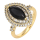 PIERŚCIONEK POZŁACANY 20 MM CZARNY BRYLANT LUXURY XUPING 82287