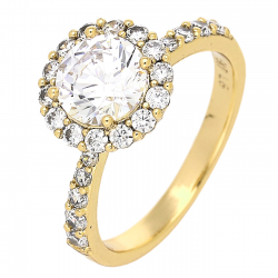 PIERŚCIONEK POZŁACANY 10 MM BRYLANTOWA MARKIZA XUPING 82297