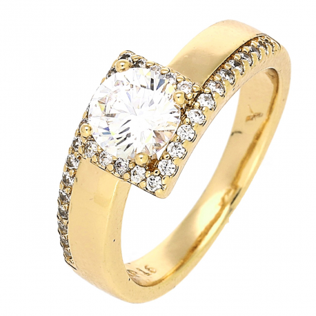 PIERŚCIONEK POZŁACANY 8 MM BRYLANTOWA ELEGANCJA XUPING 82303