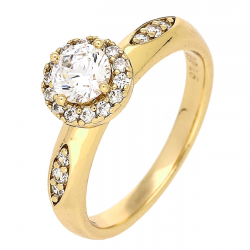 PIERŚCIONEK POZŁACANY 8 MM BRYLANTOWA MARKIZA XUPING 82293