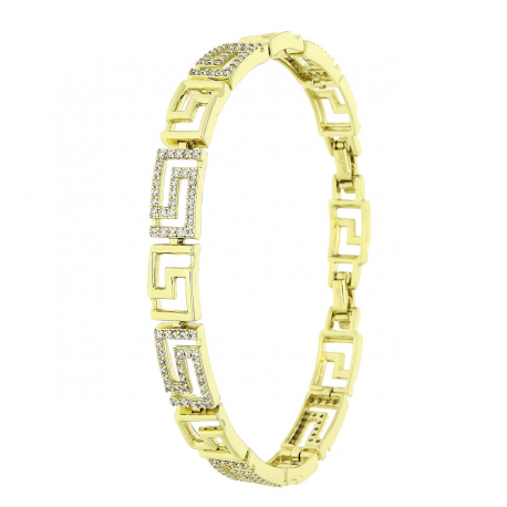 14K BRANSOLETKA POZŁACANA 20-18 CM 7,5 MM BRYLANTOWA GRECKA XUPING 82460