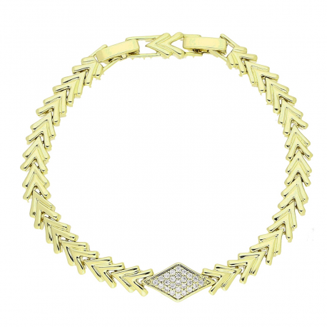 14K BRANSOLETKA POZŁACANA 18,5-16,5 CM 8 MM BRYLANTOWY ROMB XUPING 82461