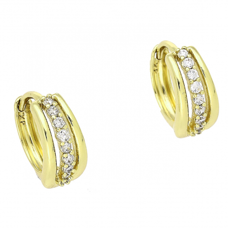 14K KOLCZYKI POZŁACANE 13/6 MM BRYLANTOWE KÓŁKA XUPING 82487