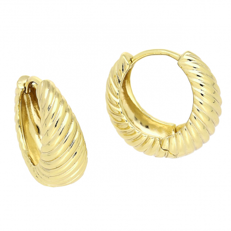 14K KOLCZYKI POZŁACANE 17/8 MM TRADYCYJNE RYFLOWANE XUPING 82491