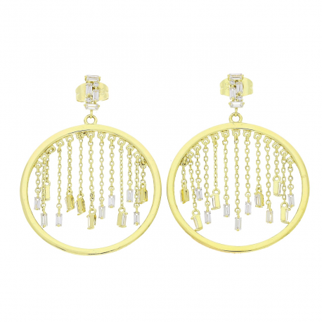 14K KOLCZYKI POZŁACANE 45/33 MM BRYLANTOWY DESZCZ XUPING 82527