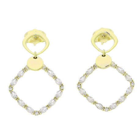 14K KOLCZYKI POZŁACANE 33/20 MM BRYLANTOWE ELEGANTKI XUPING 82530