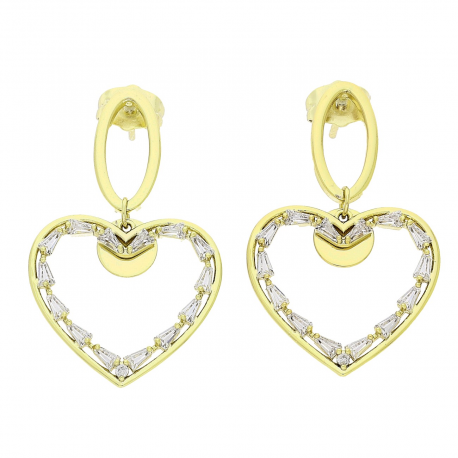 14K KOLCZYKI POZŁACANE 37/23 MM BRYLANTOWE ELEGANTKI XUPING 82531