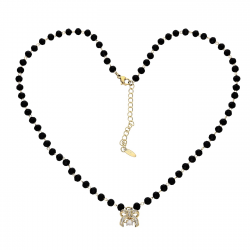 CELEBRYTKA POZŁACANA 43+5 CM KOKARDKA CZARNE KORALIKI XUPING 82580