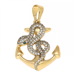 ZAWIESZKA POZŁACANA 34/22 MM KOTWICA ZE ŻMIJĄ XUPING 82596