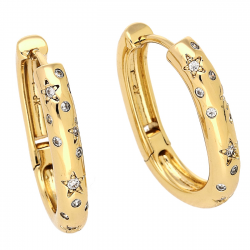 KOLCZYKI POZŁACANE 23/4 MM ELEGANTKI Z BRYLANTAMI XUPING 82726