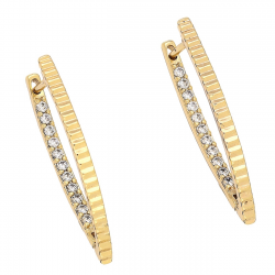 KOLCZYKI POZŁACANE 27/2 MM TRADYCYJNE Z BRYLANTAMI XUPING 82733