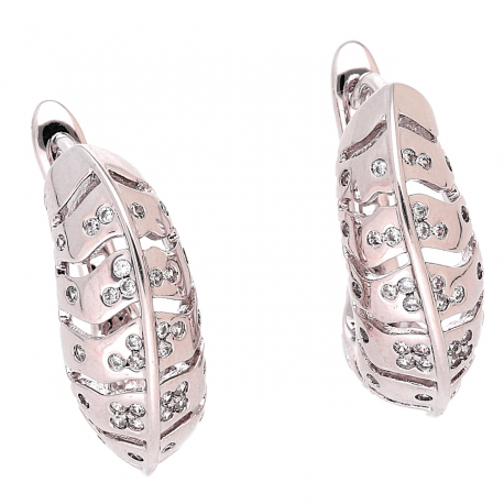 KOLCZYKI PLATYNOWANE 21/8 MM ELEGANTKI Z BRYLANTAMI XUPING 82740