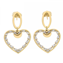 KOLCZYKI POZŁACANE 38/22 MM BRYLANTOWE SERCA XUPING 82751