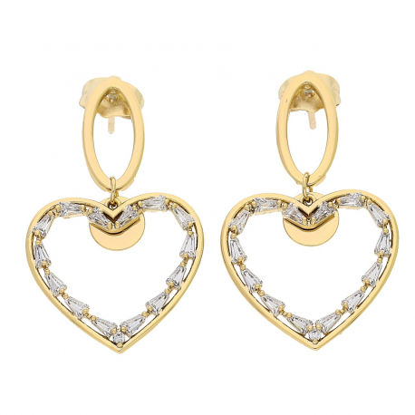 KOLCZYKI POZŁACANE 38/22 MM BRYLANTOWE SERCA XUPING 82751