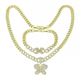 14K CELEBRYTKA POZŁACANA 49-47 CM Z BRANSOLETKĄ 18,5-16,5 CM XUPING 83007