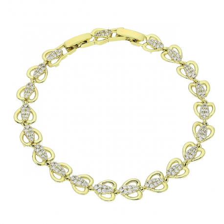 14K BRANSOLETKA POZŁACANA 19-17 CM 7 MM RZĄD SERC XUPING 83034