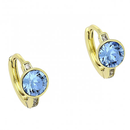 14K KOLCZYKI POZŁACANE 12/6 MM SAPPHIRE LIGHT CRYSTAL XUPING 83051