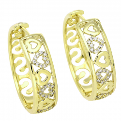 14K KOLCZYKI POZŁACANE 29/8 MM KOŁA SERDUSZKOWE XUPING 83059