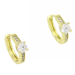 14K KOLCZYKI POZŁACANE 12/4 MM KÓŁECZKA Z BRYLANTEM XUPING 83068