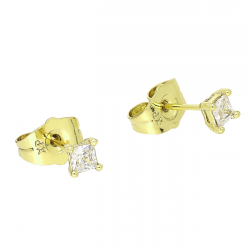 14K KOLCZYKI POZŁACANE 4 MM BRYLANTY RADIANTY XUPING 83096