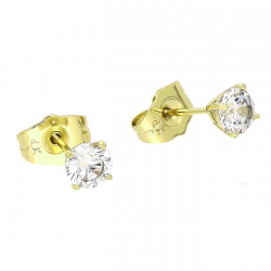 14K KOLCZYKI POZŁACANE 5 MM BRYLANTY XUPING 83098