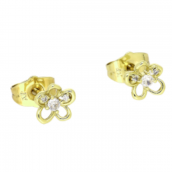 14K KOLCZYKI POZŁACANE 7/6 MM MARGERYTKA Z BRYLANTAMI XUPING 83101
