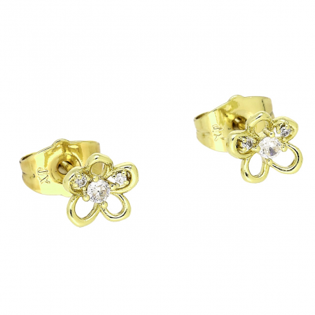14K KOLCZYKI POZŁACANE 7/6 MM MARGERYTKA Z BRYLANTAMI XUPING 83101