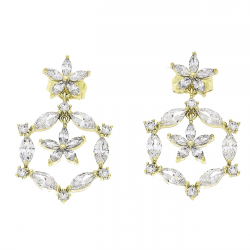 14K KOLCZYKI POZŁACANE 31/19 MM BRYLANTOWE ELEGANTKI XUPING 83112