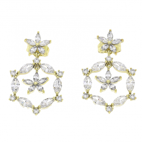 14K KOLCZYKI POZŁACANE 31/19 MM BRYLANTOWE ELEGANTKI XUPING 83112