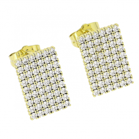 14K KOLCZYKI POZŁACANE 15/10 MM BRYLANTOWE PROSTOKĄTY XUPING 83114