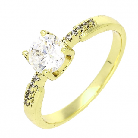 14K PIERŚCIONEK POZŁACANY 6 MM ZARĘCZYNOWY BRYLANT XUPING 83120