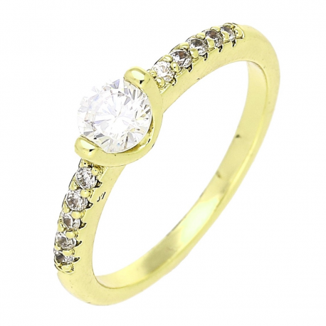 14K PIERŚCIONEK POZŁACANY 4 MM ZARĘCZYNOWY BRYLANT XUPING 83122